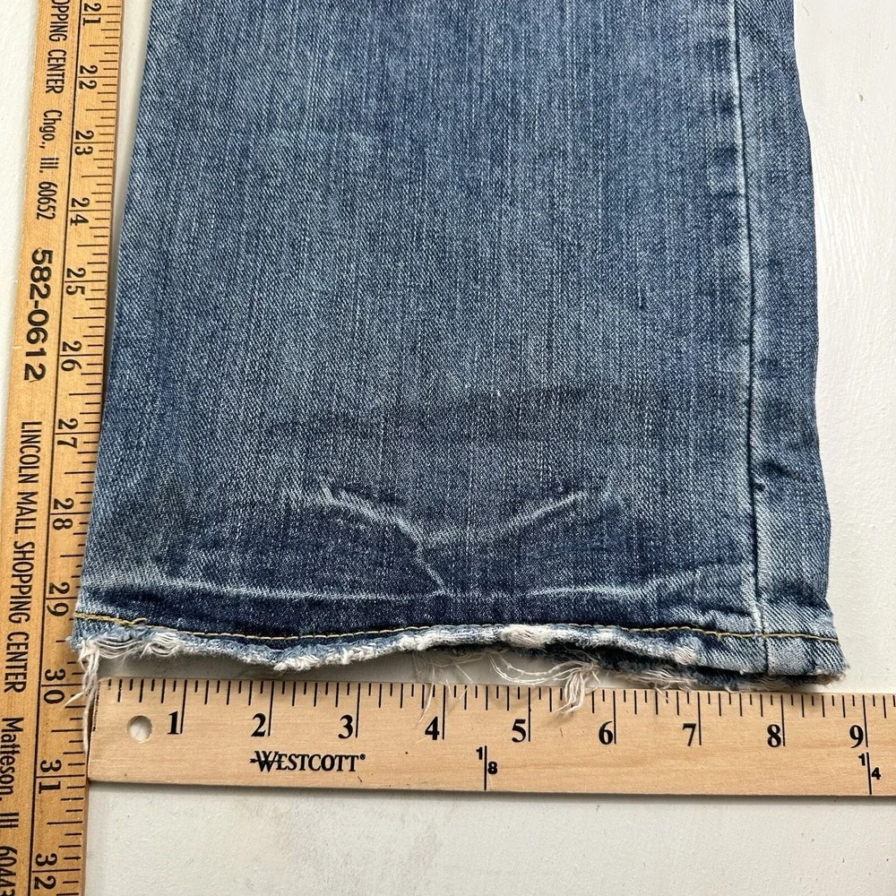 Y2K American Eagle‎ Mens Low Loose Jeans 31x30 Blue Light Wash Distressed Denim